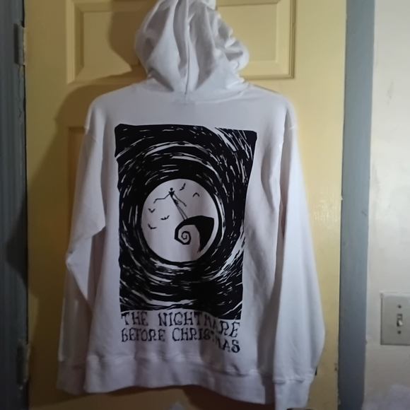 Nightmare Before Christmas White Pullover Hoodie Sweatshirt - Picture 5 of 5